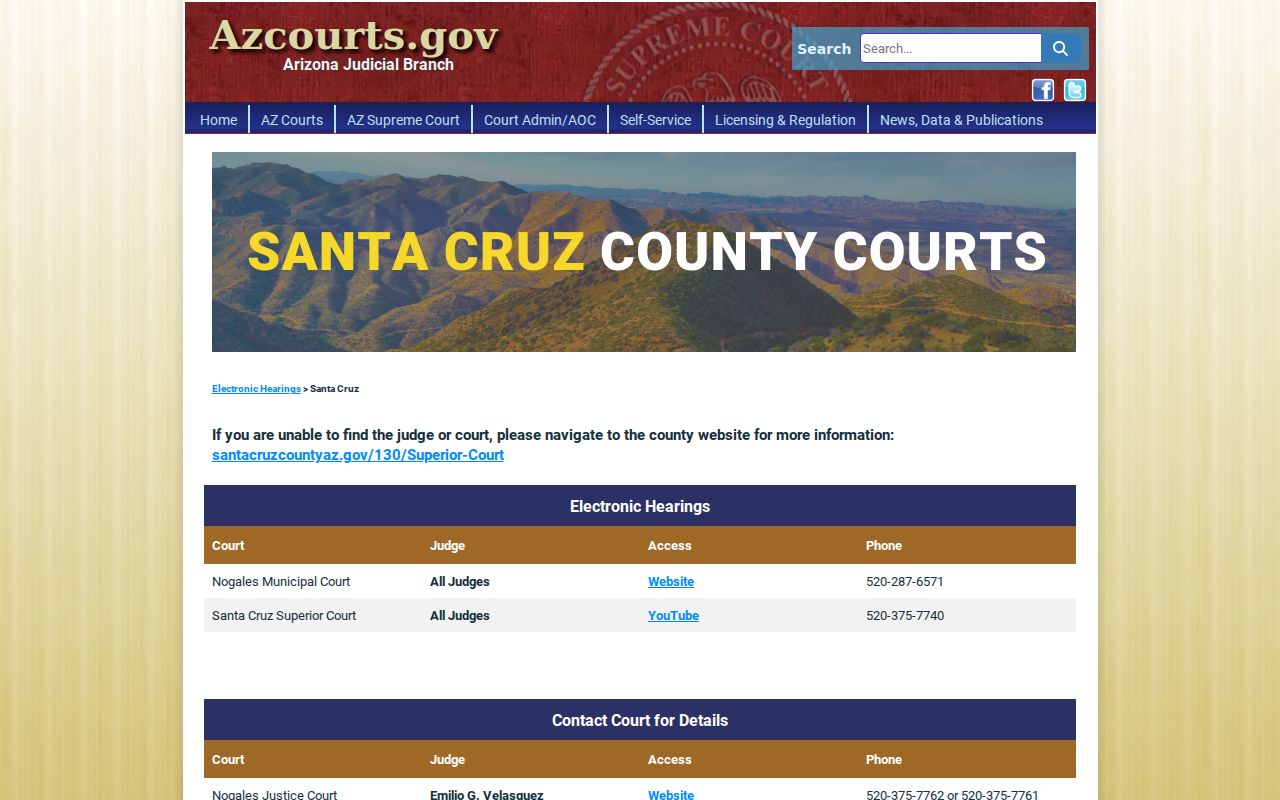 Santa Cruz County criminal court case electronic hearing contacts