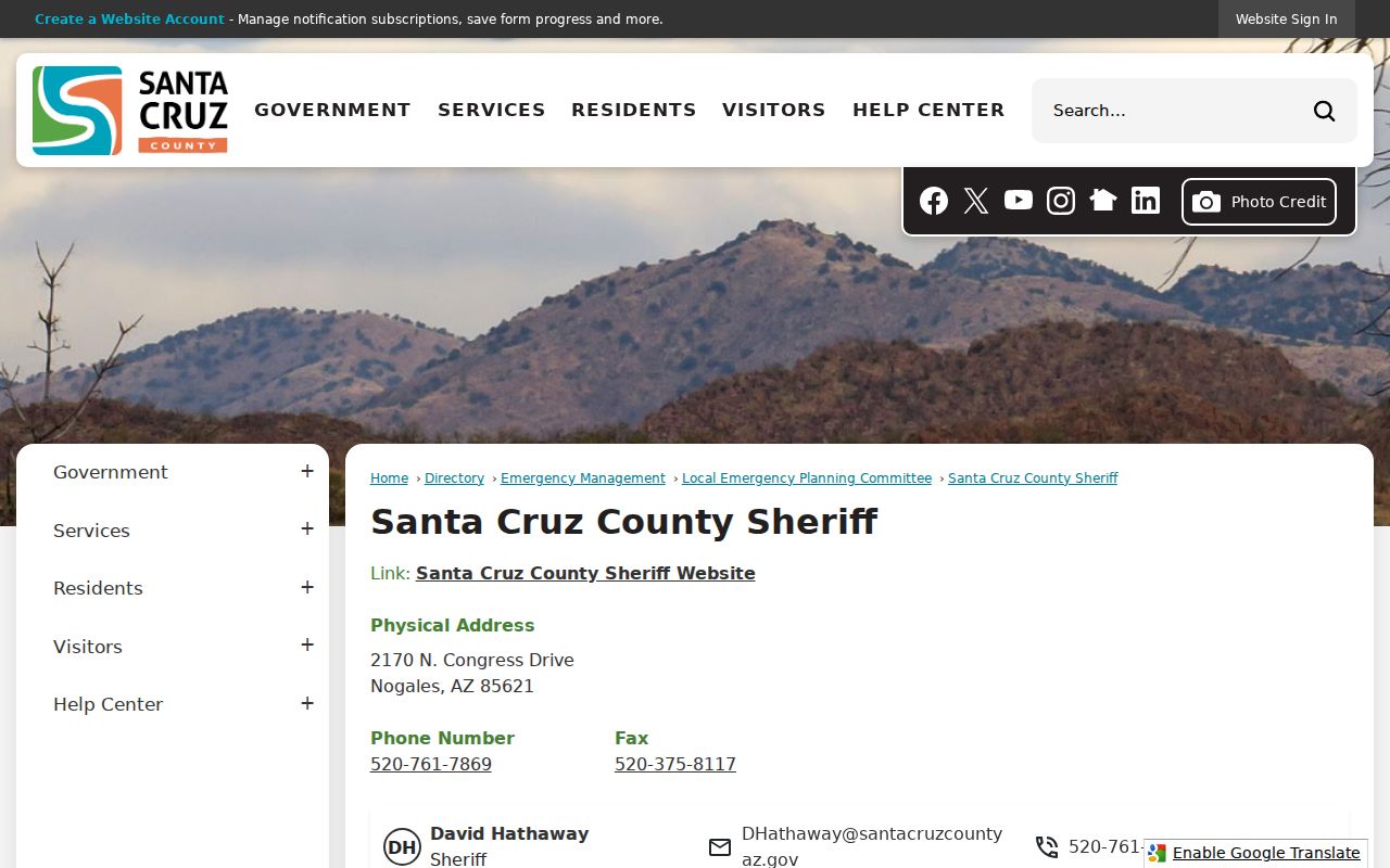 Santa Cruz County criminal records sheriff directory