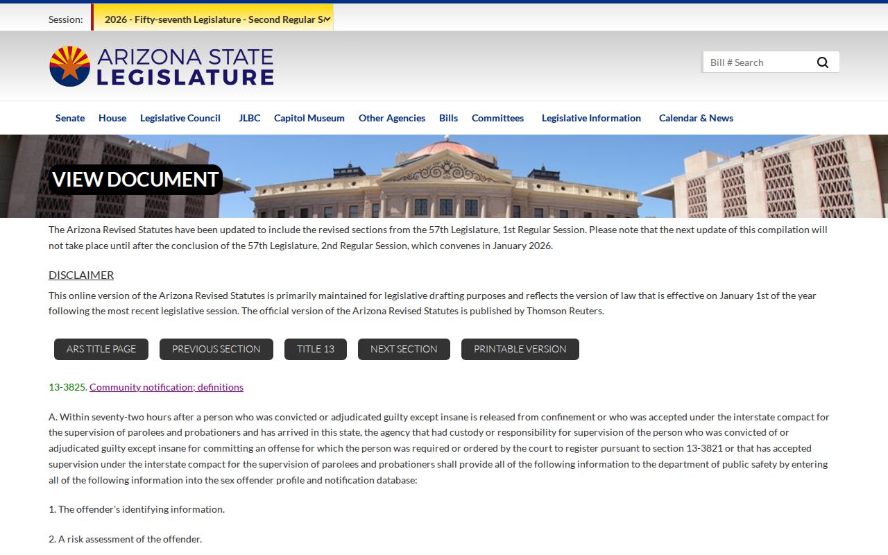 Santa Cruz County sex offender registry Arizona risk assessment levels statute