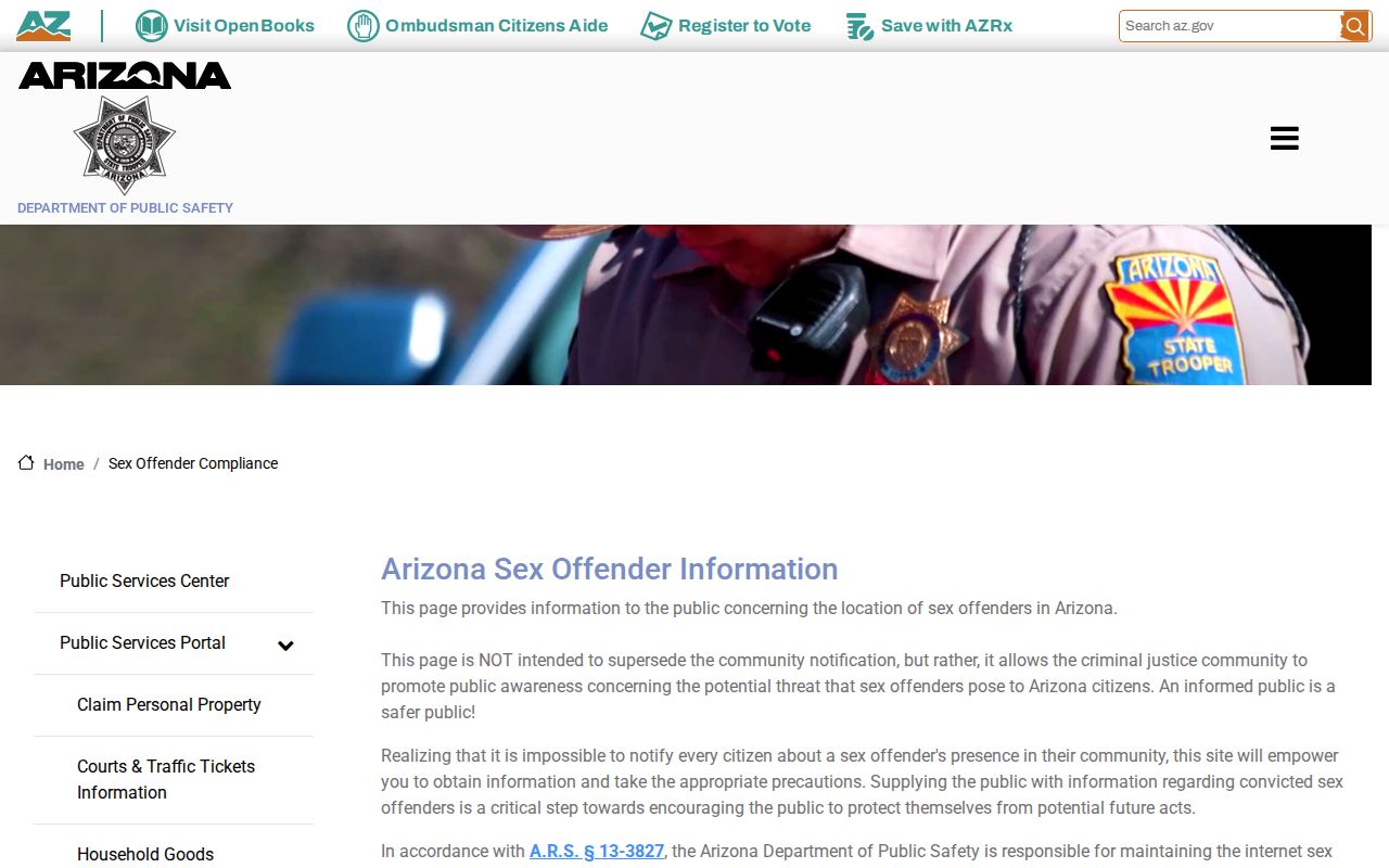 Santa Cruz County sex offender registry Arizona DPS compliance information